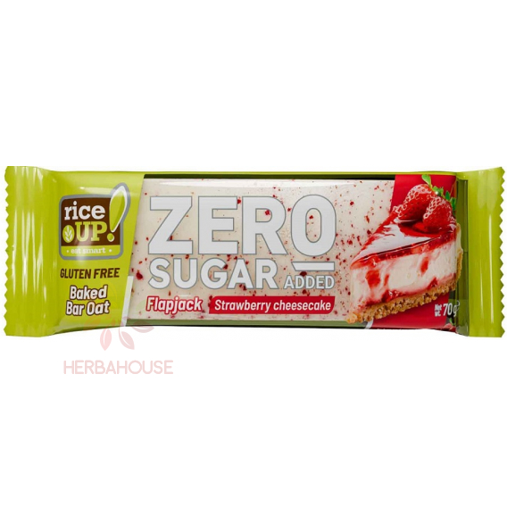 Obrázok pre Rice Up Zero Baton de ovăz fără gluten cu aromă de cheesecake cu căpșuni, fără zahăr adăugat (70g)