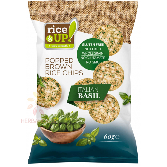 Obrázok pre RiceUP! Chipsuri de orez brun integral fără gluten cu busuioc italian (60g)