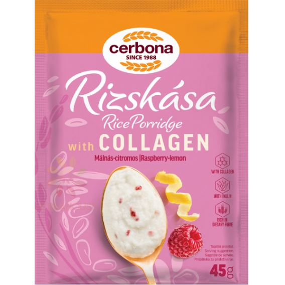 Obrázok pre Cerbona Terci de orez cu colagen și inulină zmeură-lămâie (45g)