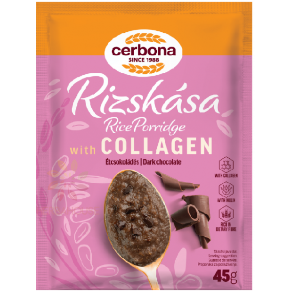 Obrázok pre Cerbona Terci de orez cu colagen și inulină, ciocolată neagră (45g)