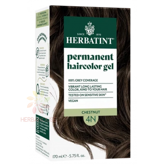 Obrázok pre Herbatint Vopsea naturală permanentă de păr 4N - castan (170ml)