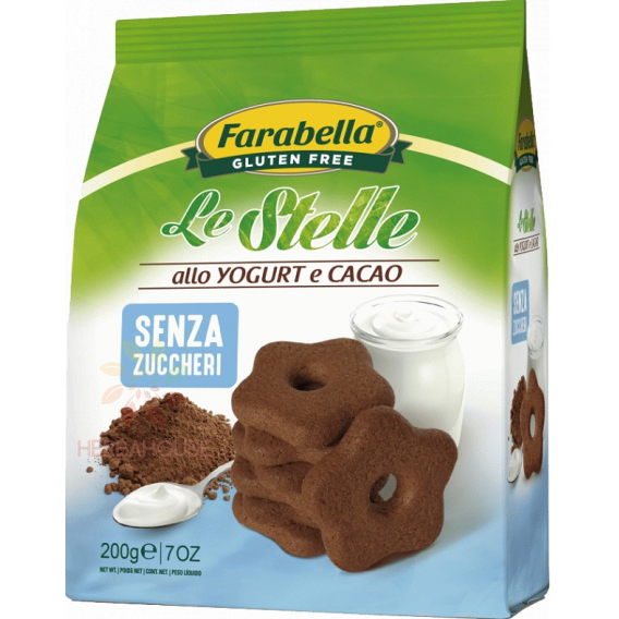 Obrázok pre Farabella Le Stelle Biscuiți fără gluten cu cacao și iaurt fără zahăr adăugat (200g)