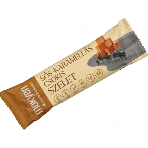 Obrázok pre Majomkenyér Mokyen by Baton cu aromă de caramel sărat, în ciocolată neagră (30g)