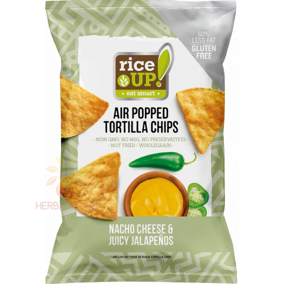 Obrázok pre Rice Up Chipsuri tortilla din porumb fără gluten cu aromă de brânză nachos și jalapeño (60g)