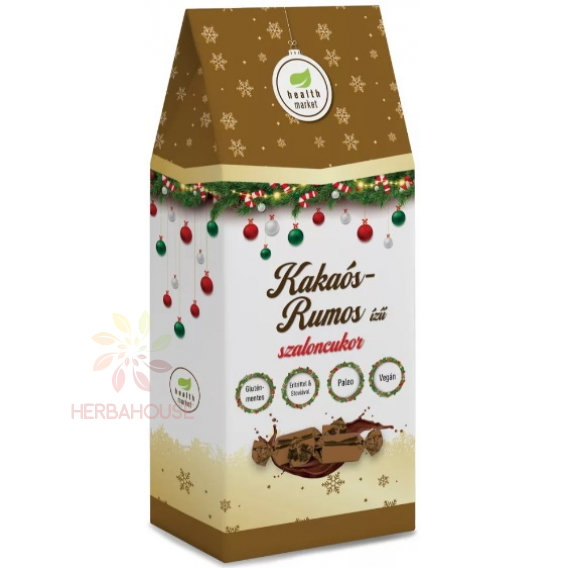 Obrázok pre Health Market Fără gluten, Vegan, Paleo Bomboane de Crăciun cu aromă de cacao și rom în ciocolată cu lapte de cocos cu îndulcitori (250g)