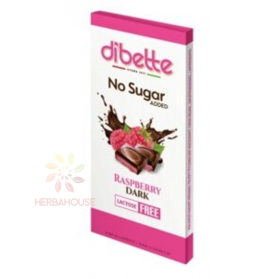 Obrázok pre Dibette NAS Ciocolată neagră umplută cu cremă de zmeură cu îndulcitor (80g)