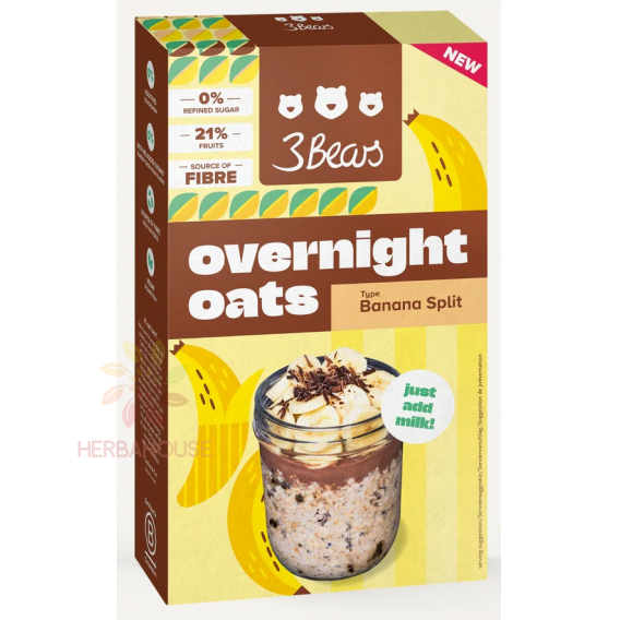 Obrázok pre 3Bears Fulgi de ovăz fără zahăr adăugat - Banana Split (400g)