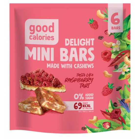 Obrázok pre Good Calories Mini batoane cu curmale, caju și zmeură, fără zahăr adăugat (102g)
