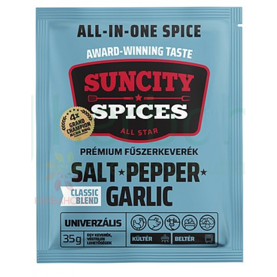 Obrázok pre SunCity Amestec de condimente premium – sare, piper negru și usturoi (35g)