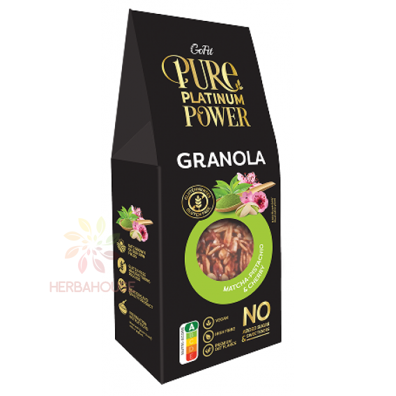 Obrázok pre Avena GoFit Granola fără gluten cu Matcha, fistic și cireșe, fără zahăr adăugat (225g)