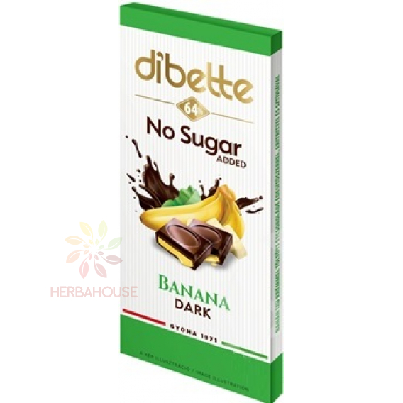 Obrázok pre Dibette Ciocolata neagra cu indulcitor umpluta cu crema cu aroma de banane (80g)