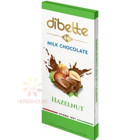 Obrázok pre Dibette Ciocolată cu lapte cu fructoză umplută cu cremă de cacao cu aromă de alune (80g)