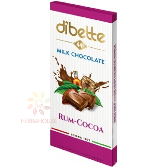 Obrázok pre Dibette Ciocolată cu lapte cu fructoză umplută cu cremă de cacao cu aromă de rom (80g)