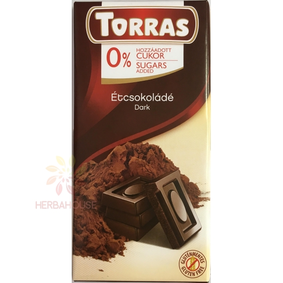 Obrázok pre Torras Ciocolată neagră fără gluten, fără adaos de zahăr (75g)