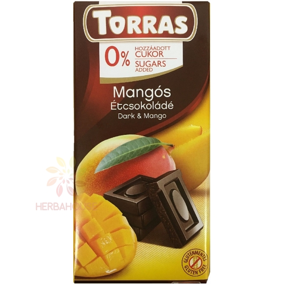 Obrázok pre Torras Ciocolată neagră fără gluten cu mango fără adaos de zahăr (75g)