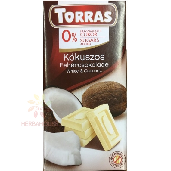 Obrázok pre Torras Ciocolată albă fără gluten cu nucă de cocos fără adaos de zahăr (75g)