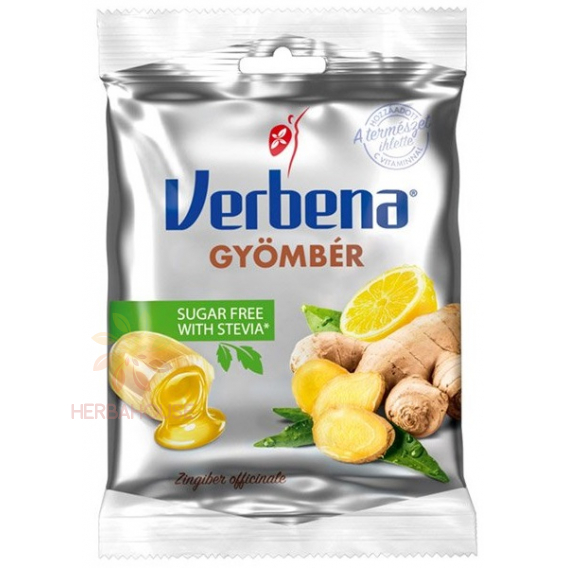 Obrázok pre Verbena Bomboane ușoare Ghimbir + Vitamina C fără zahăr (60g)