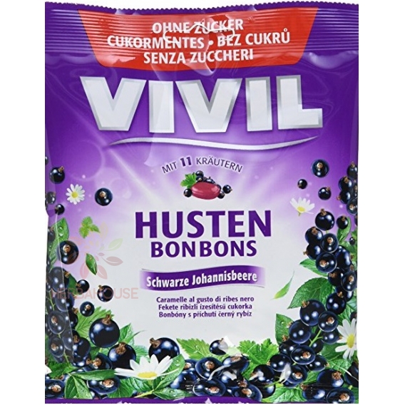 Obrázok pre Vivil Husten Bonbons picaturi fara zahar coacaze negre cu 11 ierburi (60g)
