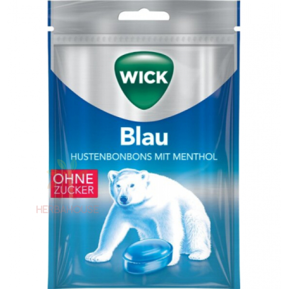 Obrázok pre Wick Blau Bomboană pentru gât mentol fără zahăr cu îndulcitor (72g)