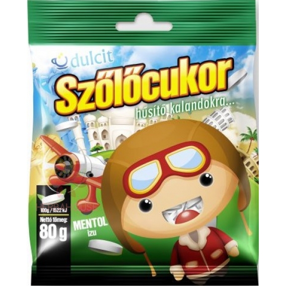 Obrázok pre Dulcit Zahăr din struguri pastile cu mentol (80g)