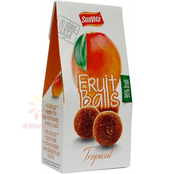 Obrázok pre SunVita Biluțe de fructe cu aromă de fructe tropicale stropite cu pudră de mango (80g)