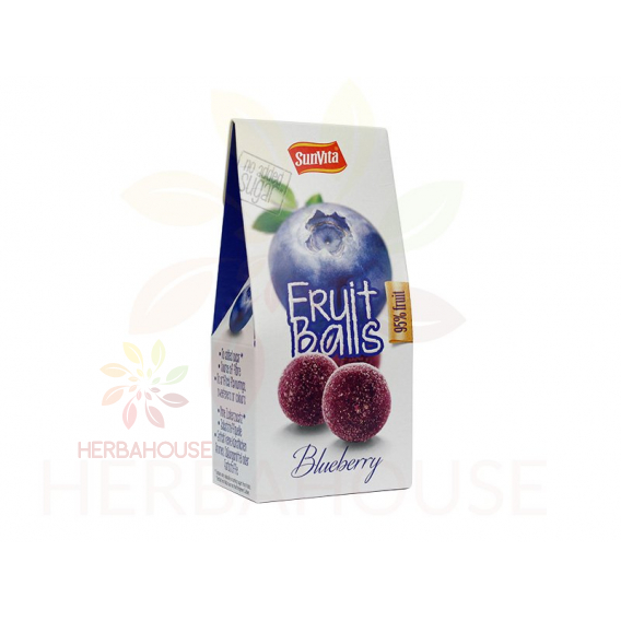 Obrázok pre SunVita Biluțe de fructe cu aromă de afine stropite cu pudră de afine (80g)