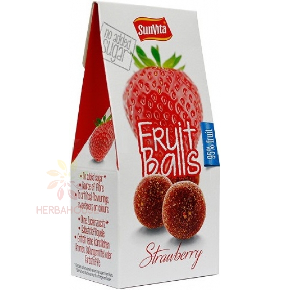 Obrázok pre SunVita Biluțe de fructe cu aromă de căpșuni stropite cu pudră de căpșuni (80g)