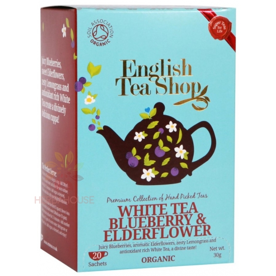 Obrázok pre English Tea Shop Bio Ceai alb cu merisor si soc (20buc)