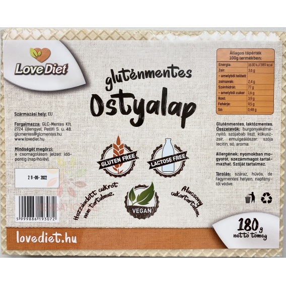 Obrázok pre LoveDiet Napolitane de tort fara gluten, neumplute (180g)