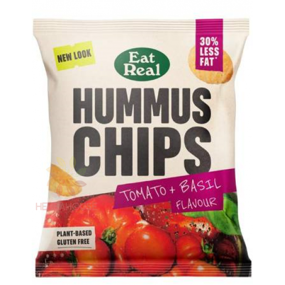 Obrázok pre EatReal Hummus Chipsuri cu aromă - roșii și busuioc (45g)