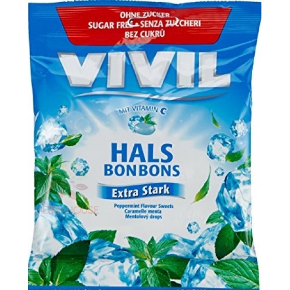 Obrázok pre Vivil Hals Bonbons picaturi fara zahar extra puternic mentol + vitamina C (60g)