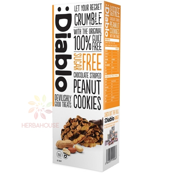 Obrázok pre Diablo Cookies prăjituri cu ciocolată și arahide fără zahăr (150g)