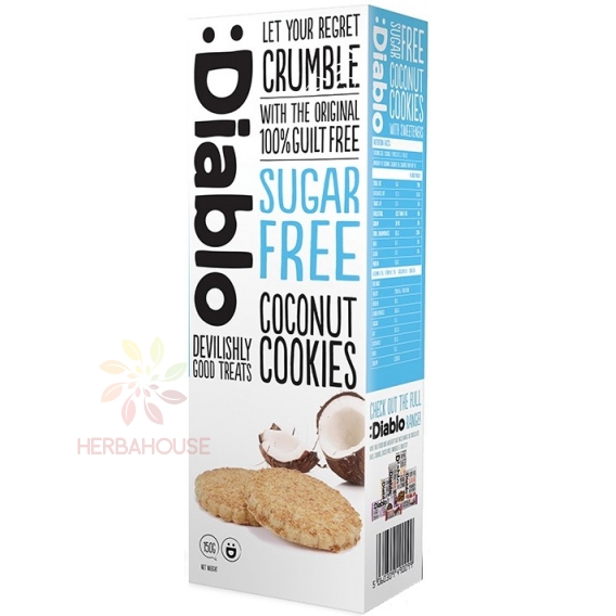 Obrázok pre Diablo Cookies prăjituri cu nucă de cocos fără zahăr (150g)
