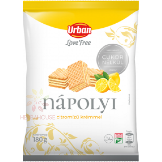 Obrázok pre Urbán Napolitane umplute cu cremă cu aromă de lămâie fără zahăr (180g)