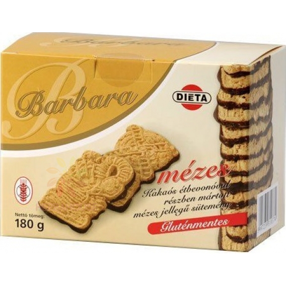 Obrázok pre Barbara Fără gluten Biscuiți cu miere cu jumătate înmuiată în ciocolată neagră (180g)