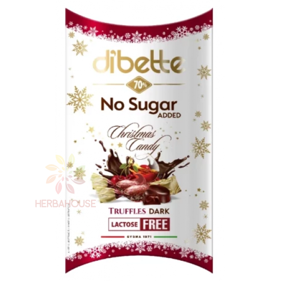 Obrázok pre Diabette Bomboane de Craciun înmuiată în ciocolată neagră umplută cu cremă de trufe și vișine în alcool cu ​​îndulcitor (220g)