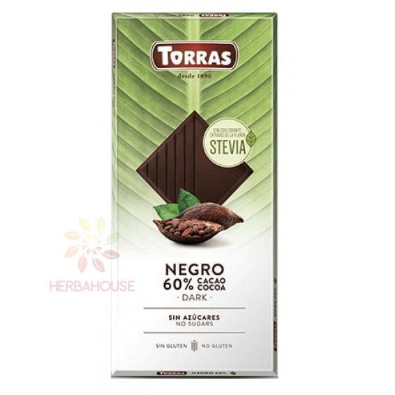 Obrázok pre Torras Ciocolată neagră fără gluten fără adaos de zahăr (100g)