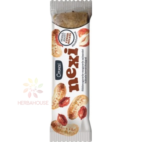 Obrázok pre Cornexi Nexi Baton de ovăz cu arahide și nuci semimuiate în ciocolată neagră cu îndulcitor (45g)