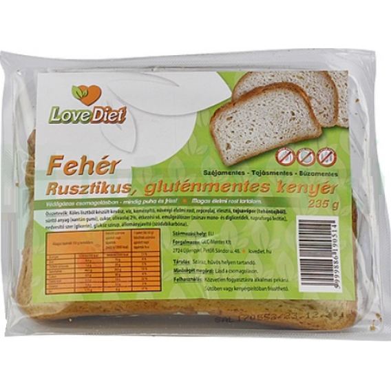 Obrázok pre LoveDiet Pâine albă rustică feliată fără gluten (235g)