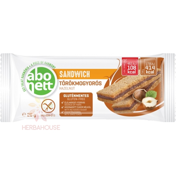 Obrázok pre Abonett Sandviș extrudat fără gluten cu umplutură de alune și îndulcitori (26g)