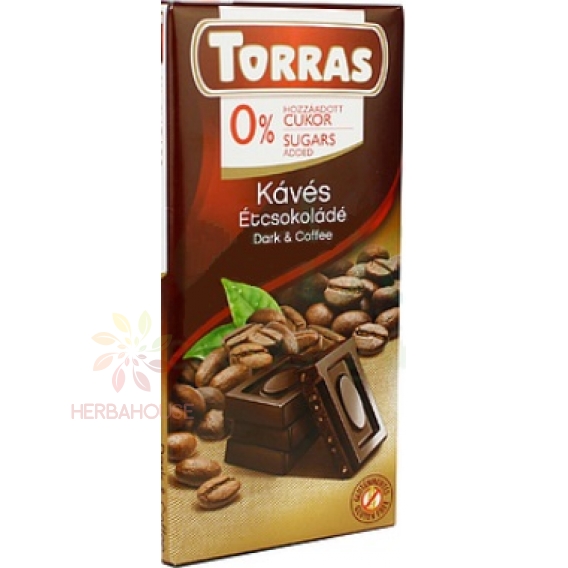 Obrázok pre Torras Ciocolată neagră fără gluten cu cafea fără adaos de zahăr (75g)