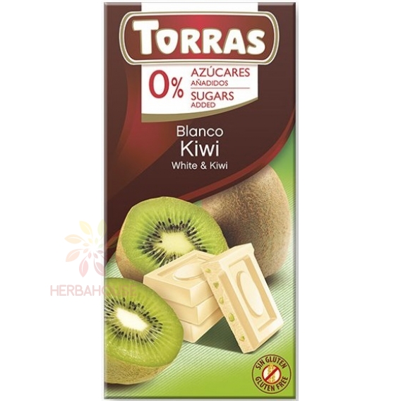 Obrázok pre Torras Ciocolată albă fără gluten cu kiwi fără adaos de zahăr (75g)