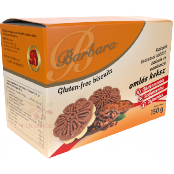 Obrázok pre Barbara Biscuiți fără gluten cu cacao și vanilie cu umplutură de cacao (160g)