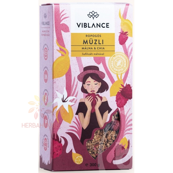 Obrázok pre Viblance Zmeură crocantă fără gluten și muesli chia cu o aromă ușoară de lămâie (300g)
