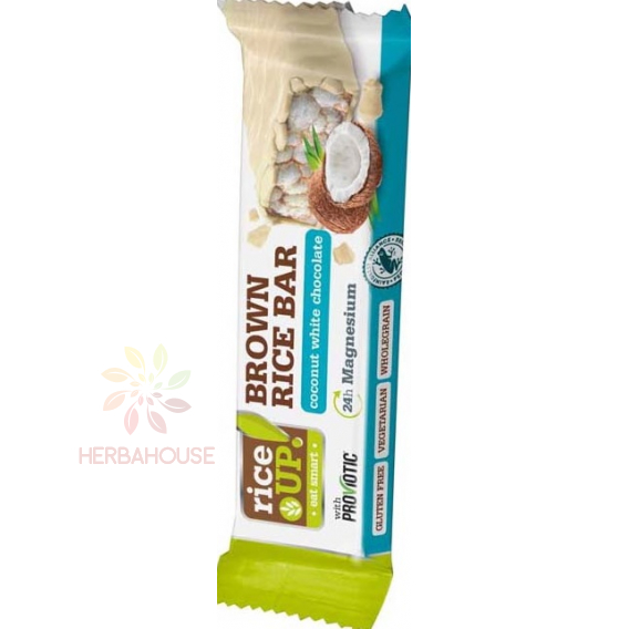 Obrázok pre Rice Up Baton de orez fără gluten cu nucă de cocos învelit de ciocolată albă (18g)