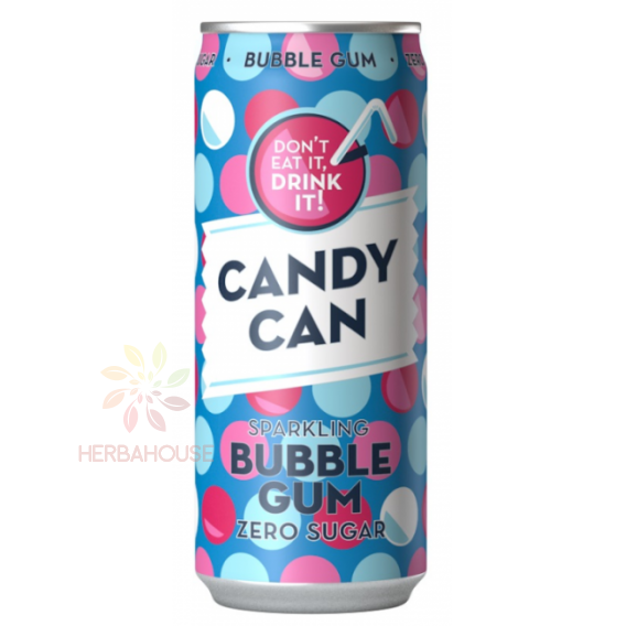 Obrázok pre Candy Can Băutură carbogazoasă cu aromă de Bubble Gum cu îndulcitori (330ml)