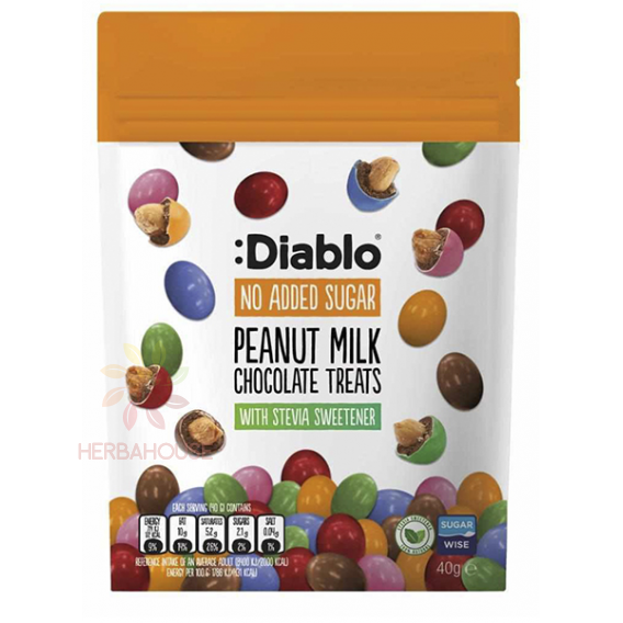 Obrázok pre Diablo Drajeuri umplute cu alune în ciocolată cu lapte și glazură crocantă fără zahăr (40g)