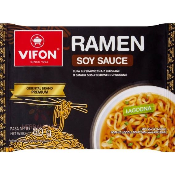 Obrázok pre Vifon Ramen supă instant cu tăiței cu aromă de sos de soia cu wakame (80g)