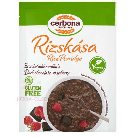 Obrázok pre Cerbona Vegan Terci de orez fără gluten ciocolata si zmeura (45g)