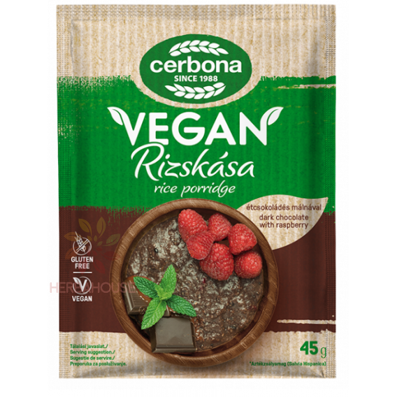 Obrázok pre Cerbona Vegan Terci de orez fără gluten ciocolata si zmeura (45g)